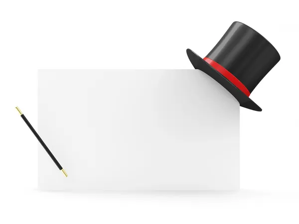 帽子和魔术师的魔杖 — 图库照片