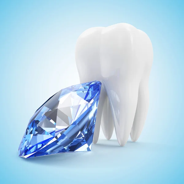 Dente com diamante azul — Fotografia de Stock