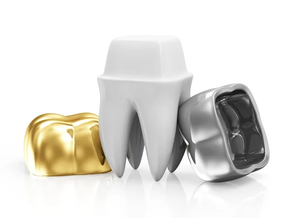 Coronas dentales con un diente — Foto de Stock