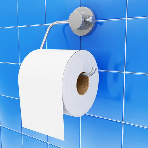 White Toilet Paper on Holder in Bathroom — Stock Photo, Image