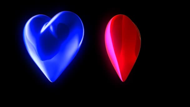 Coeurs rouges et bleus dansant 