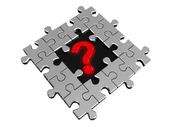 Punto interrogativo nel puzzle — Foto Stock