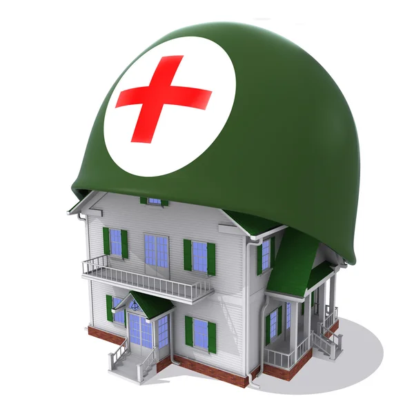 ヘルメットの赤い十字の家 — ストック写真
