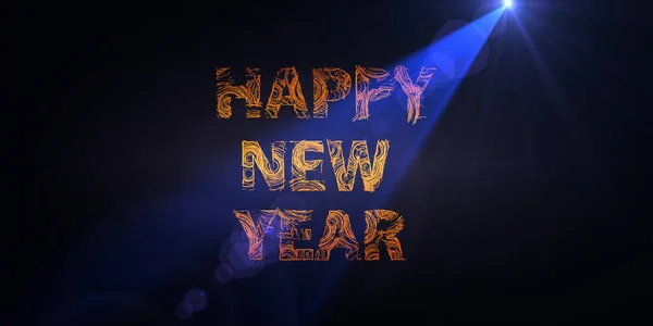Šťastný Nový Rok Dovolená Abstraktní Pozadí Modrou Skvrnou Zlatý Text — Stock fotografie