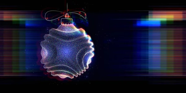 Abstract Vakantie Achtergrond Met Futuristische Kerstbal Van Stippen Wazige Lijnen — Stockfoto