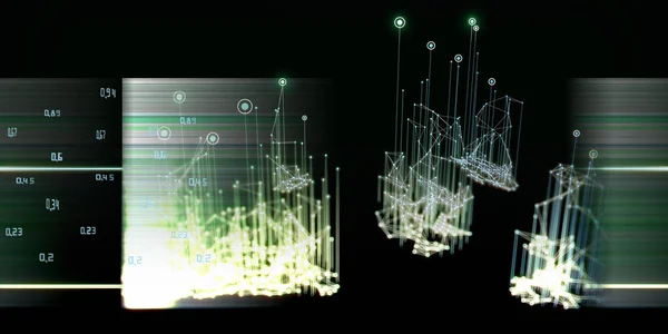 Абстрактний Технологічний Фон Полігональним Графом Розмитими Лініями Чорному Алгоритми Аналізу — стокове фото