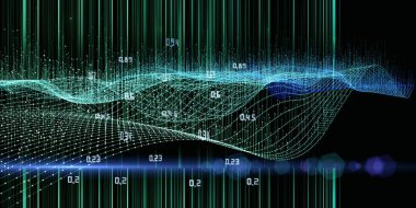 Çokgen teknoloji şebekesi ve verileri olan soyut teknoloji geçmişi. Analitik veri algoritmaları. Kuantum konsepti. Büyük Data. İş, bilim ve teknoloji afişi. 