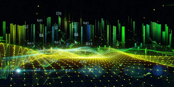 Abstract Technologie Achtergrond Met Polygonale Technologie Kleurenraster Data Analyse Data — Stockfoto