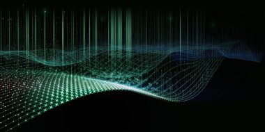 Soyut teknoloji arka planı, çokgen teknoloji ızgarası ve bulanık çizgiler. Analitik veri algoritmaları. Büyük Data. Konsept hesaplanıyor. İş, bilim ve teknoloji afişi. 