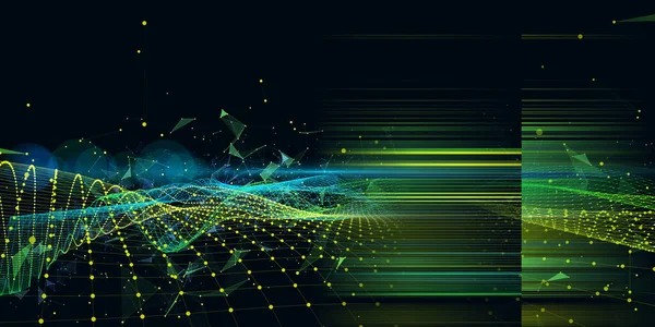 Abstrakte Technologie Hintergrund Mit Polygonalen Technologie Farbraster Auf Dunkel Analytics — Stockfoto