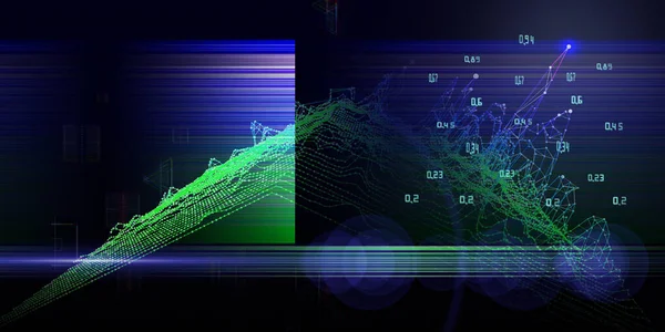 Abstract Technology Background Polygonal Diagram Grid Blurred Lines Dark Analytics — Stockfoto