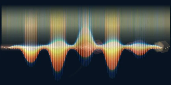暗青色の色波とぼやけた線で抽象的な背景 技術的な音波とスポットライト 音楽用アブストラクト波ポスターデザイン — ストック写真