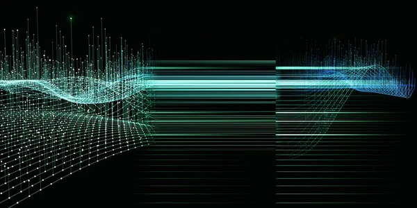 Abstraktní Technologické Zázemí Polygonální Technologickou Mřížkou Rozmazanými Liniemi Černé Datové — Stock fotografie