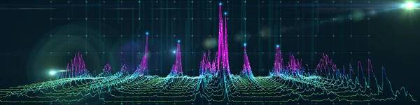 Karanlıkta Gürültülü Algoritma Izgarası Olan Soyut Bir Arkaplan Zleme Verilerinin — Stok fotoğraf