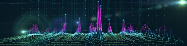 背景摘要线噪声算法网格在黑暗中的应用 目视显示监测数据 计算概念 大数据 科学和技术横幅 — 图库照片