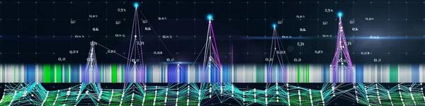 Fond Technologique Abstrait Avec Des Lignes Couleur Des Données Sur — Photo