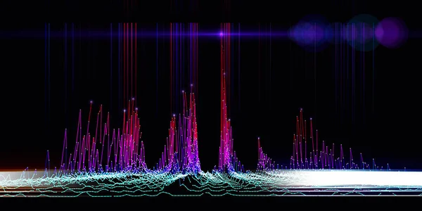 Abstract Technologie Achtergrond Met Lawaaierige Algoritme Kleurlijnen Donker Analyse Data — Stockfoto