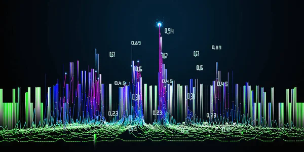 具有噪声算法 模糊线条和数据的抽象技术背景 分析数据算法 计算概念 科学和技术横幅 大数据 — 图库照片