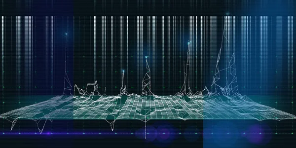 Plano Fundo Tecnologia Abstrata Com Wireframe Analítico Linhas Borradas Preto — Fotografia de Stock