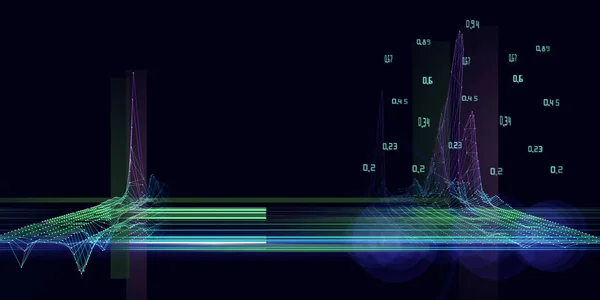 Abstrakcyjne Tło Technologii Siatką Ramki Przewodowej Niewyraźne Linie Kolorów Ciemnoniebieskim — Zdjęcie stockowe