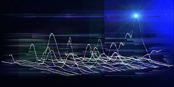파란색의 선으로 알고리즘의 비주얼 프레젠테이션 데이터 기술의 비즈니스 기술을 — 스톡 사진