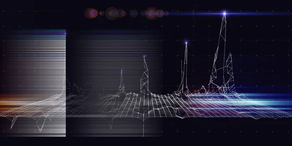 Karanlıkta Analitik Kablo Çerçeveli Soyut Teknoloji Arka Planı Analitik Dijital — Stok fotoğraf