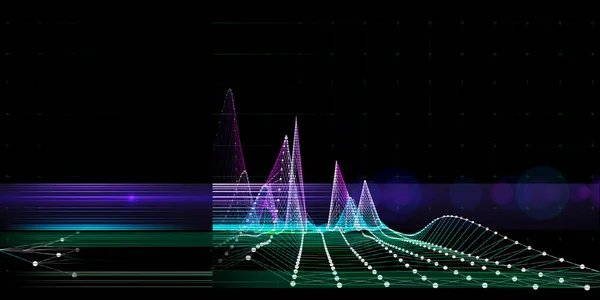 Technologie Abstraite Fond Numérique Avec Graphique Données Lignes Sur Noir — Photo