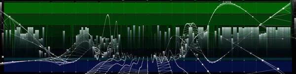 具有线框网格的抽象技术背景 分析线框概念的可视化演示 科学和技术横幅 大数据 — 图库照片
