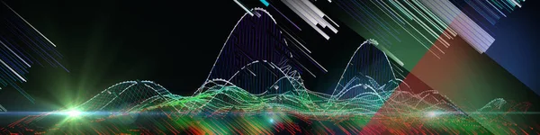 Absztrakt Technológiai Háttér Színes Drótkerettel Elmosódott Vonalakkal Analitikai Grig Algoritmusok — Stock Fotó