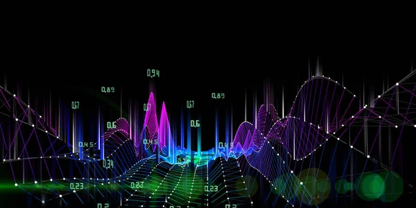 그래프 디지털 연구와 선으로 디지털 배경을 추상화하는 것이죠 데이터 비즈니스 — 스톡 사진