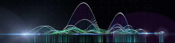 黒のワイヤーフレーム波を持つ抽象技術の背景 スポット効果を持つ分析アルゴリズムの視覚的なプレゼンテーション ビジネス 科学技術のためのバナー ビッグデータ — ストック写真