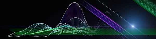 Fond Technologique Abstrait Avec Trame Fil Couleur Sur Noir Présentation — Photo