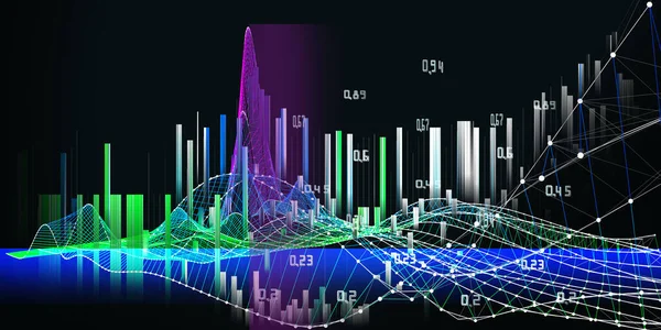 Abstracte Digitale Achtergrond Met Grafiekgegevens Wazige Lijnen Zwart Analyse Computerconcept — Stockfoto