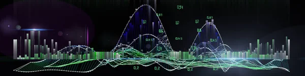 Abstrakt Teknik Bakgrund Med Wireframe Våg Svart Visuell Presentation Analytiska — Stockfoto