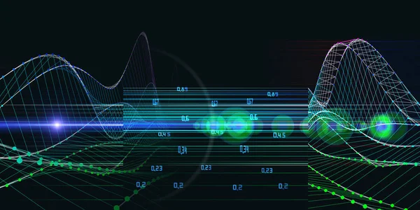 Plano Fundo Tecnologia Abstrato Com Gráfico Cor Wireframe Com Dados — Fotografia de Stock