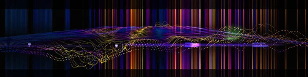 Abstrakcyjne Tło Technologii Kolorowym Falistym Wykresem Kropkowaną Wizualna Prezentacja Algorytmów — Zdjęcie stockowe