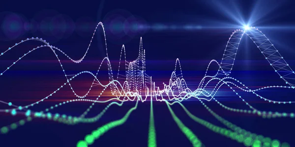 Abstrakt Teknik Bakgrund Med Wireframe Diagram Från Prickade Och Plats — Stockfoto