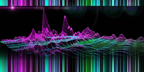 黒のグリッドからのワイヤーフレームグラフを持つ抽象的な背景 ビッグデータ 分析メッシュアルゴリズムの視覚技術プレゼンテーション ビジネス 科学技術のバナー — ストック写真