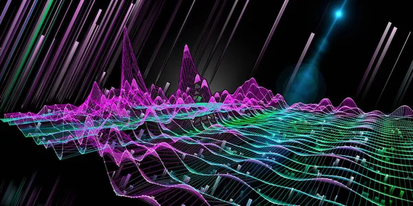 ワイヤーフレームグリッドと抽象的な背景 分析データメッシュアルゴリズムの視覚技術プレゼンテーション ビジネス 科学技術のバナー — ストック写真