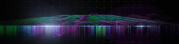 Abstrakte Technologie Hintergrund Mit Farbwellendiagramm Aus Punkten Und Linien Big — Stockfoto