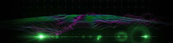 用彩色波浪图从虚线和虚线中提取技术背景 对解析波算法的可视化演示 科学和技术横幅 大数据 — 图库照片