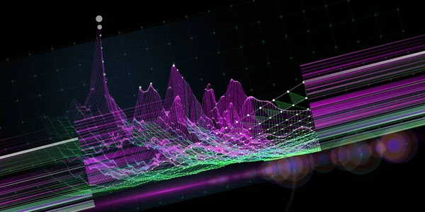 Streszczenie Tła Technologii Gięcia Linii Kolorów Siatki Wizualna Prezentacja Algorytmów — Zdjęcie stockowe