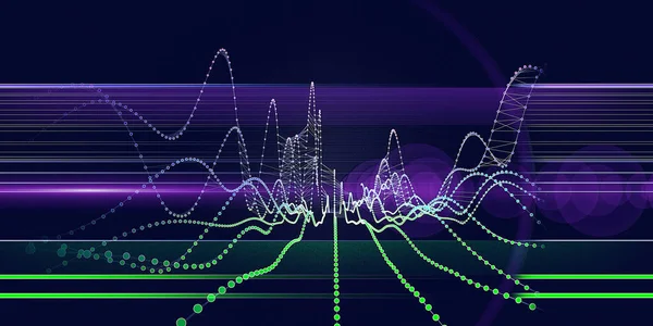 Abstrakt Teknik Bakgrund Med Wireframe Diagram Från Streckade Och Färglinjer — Stockfoto