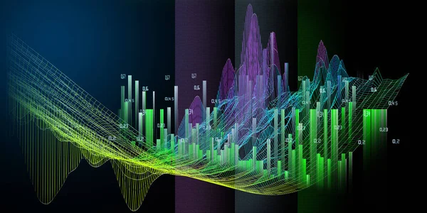 Abstract Technology Background Bending Color Grid Black Visual Presentation Analytics — Stock Fotó