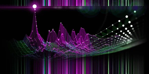 曲げカラーグリッドを用いたアブストラクト技術の背景解析アルゴリズムの可視化 ビジネス 科学技術データ分析のためのバナー ビッグデータ — ストック写真