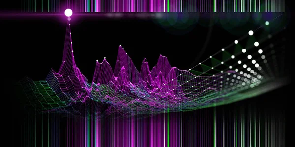 Abstract Technology Background Bending Color Grid Visual Presentation Analytics Algorithms — Stock Photo, Image