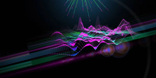 Big Data Abstract Technology Grid Background Connecting Dots Blurred Lines — Stock Photo, Image
