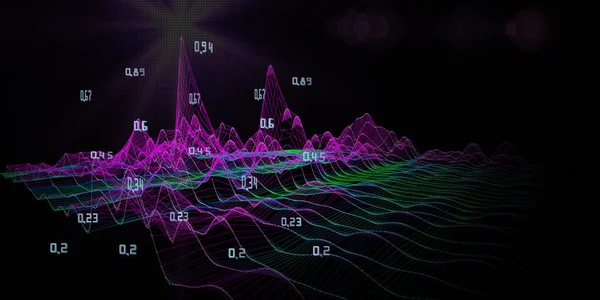 Abstract  background with wireframe graph from grid on black. Visual technology presentation of analytics lines algorithms. Big Data. Computing concept. Banner for business, science and technology.