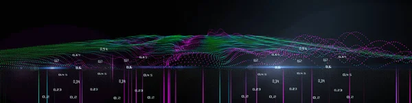 Абстрактний Технологічний Фон Хвилястим Графом Дротяної Рамки Пунктирною Плямою Візуальне — стокове фото