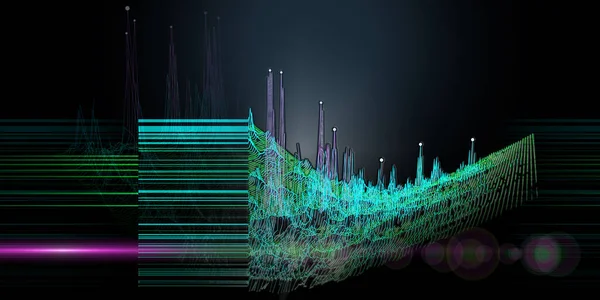 Abstracte Achtergrond Met Buigen Raster Kleurlijnen Big Data Technologie Concept — Stockfoto